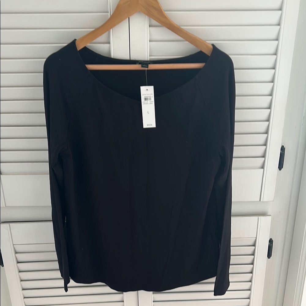 Ann Taylor Black Long Sleeve Blouse